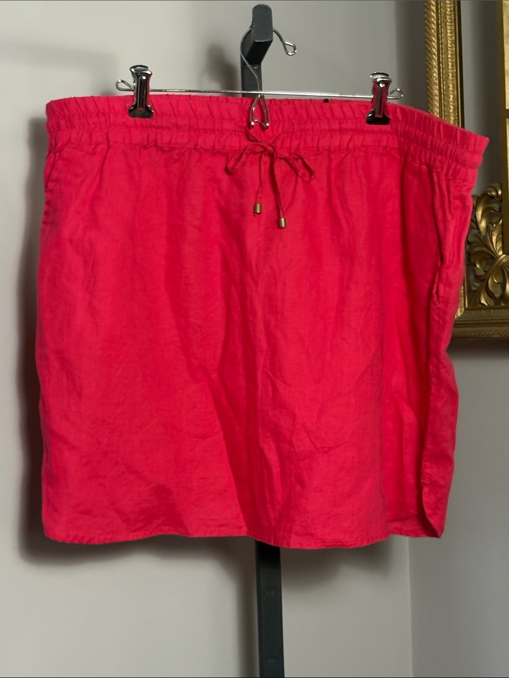 NEW Willi Smith XL Red Coral Linen Drawstring Skirt NWT